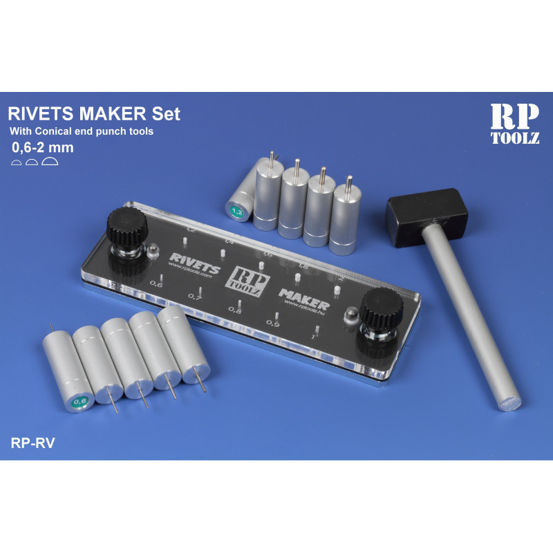 Rivets maker,10 different punch tool from 0,6mm to 2mm