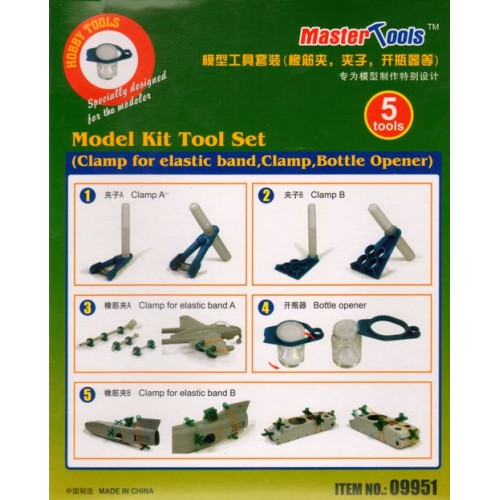 Model Kit Tool Set Clamp for elastic band, Clamp, Bottle Opener 