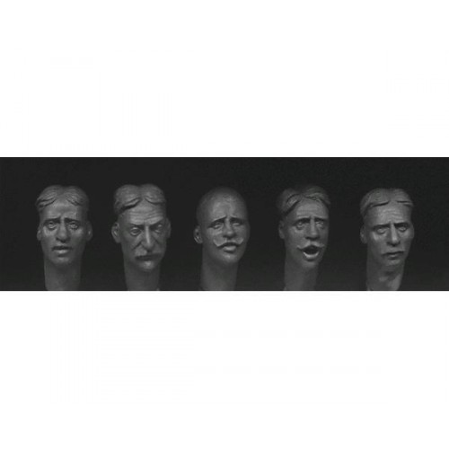 5 heads with various European faces with haircuts and facial hair circa 1880 -1914. 1/35