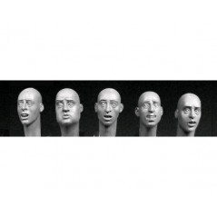 5 heads with various SCARED European faces 54MM.