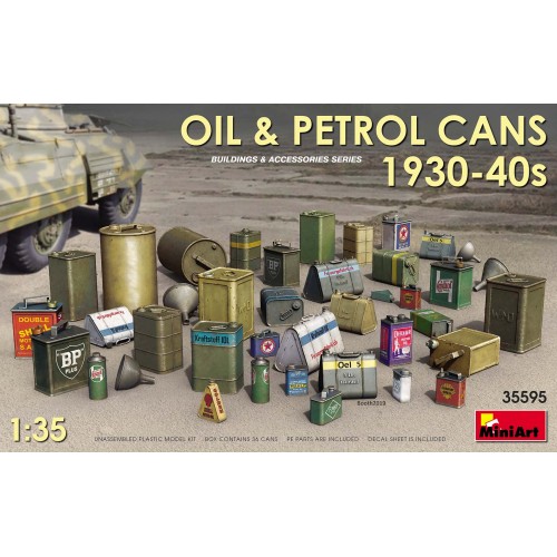 Oil and petrol cans from the 1930-40s.