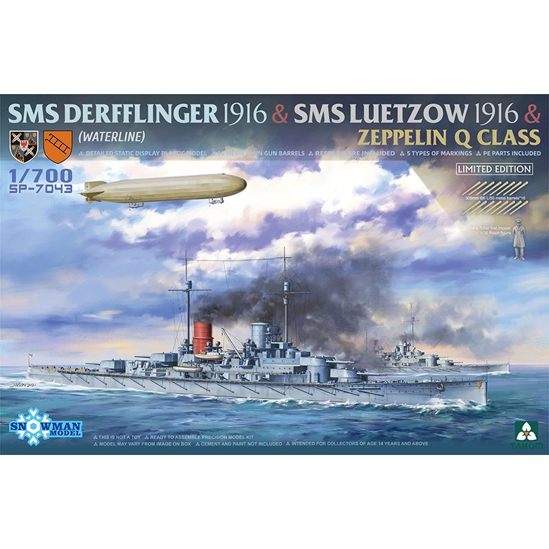 SMS Derfflinger 1916 & SMS Luetzow 1916 & Zeppelin Q Class (Limited Edition) 1/700