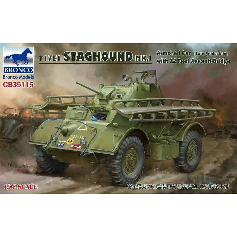 T17E1 STAGHOUND Mk.I ARMORED CAR (late production) with 12 FEET ASSAULT BRIDGE